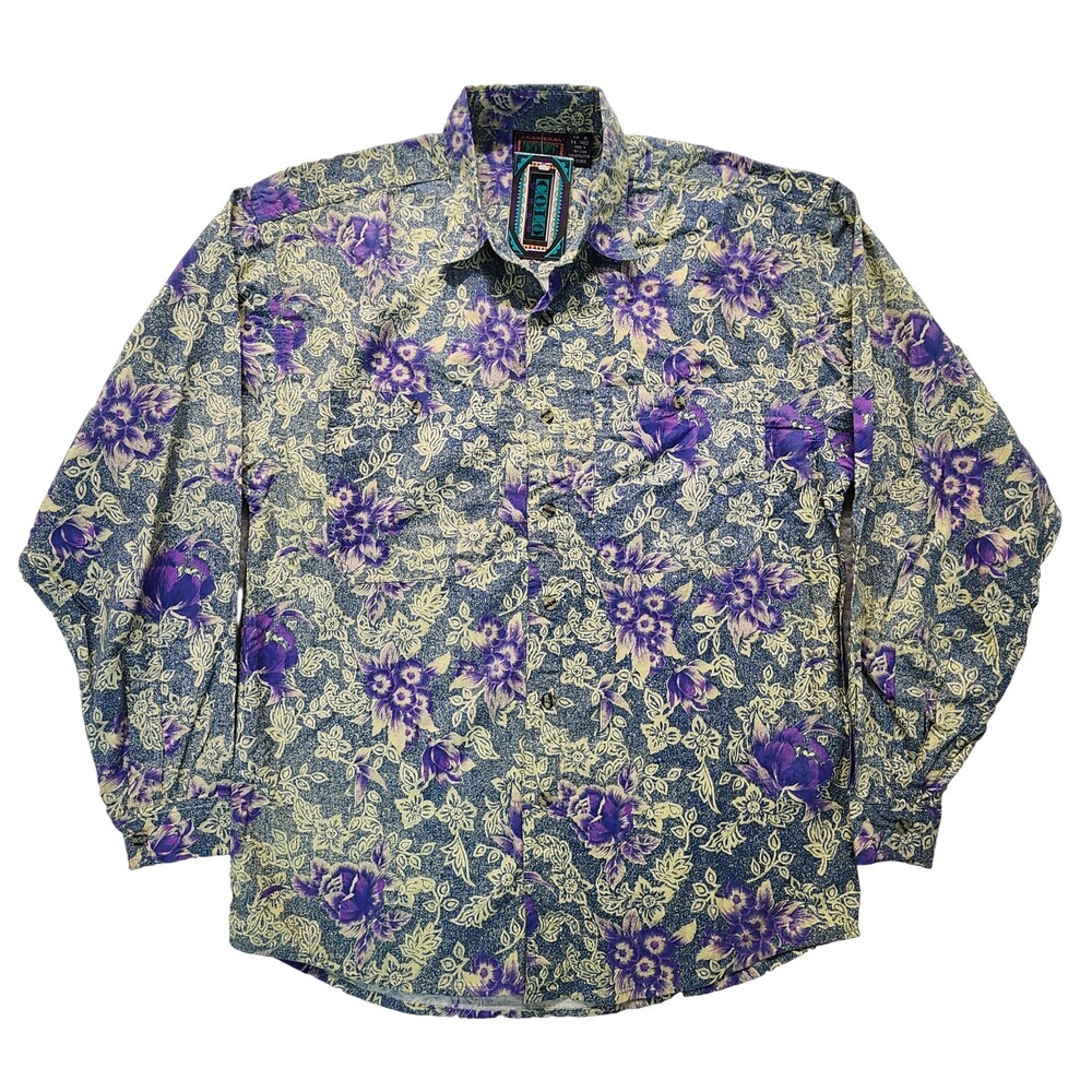 NWT Colo Mens Button Up Shirt M Multicolor Floral Long Sleeve Pockets #2313